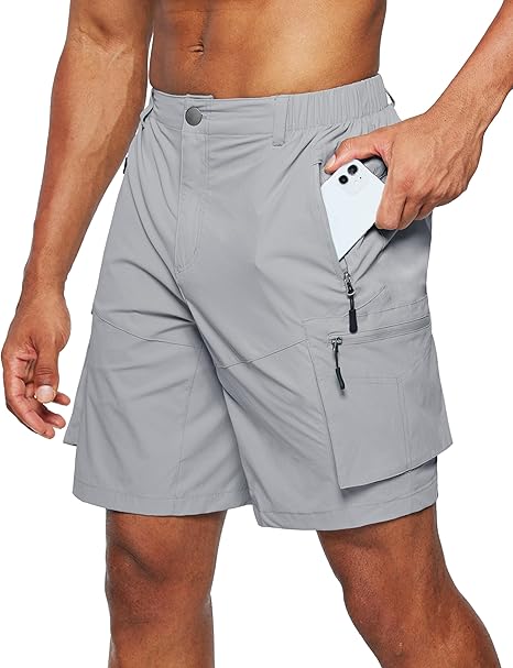 Pudolla Men's Hiking Cargo Shorts Quick Dry Outdoor Travel Shorts for Men with Multi Pocket for Fishing Camping Casual