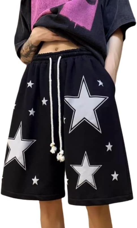 Women's Y2K Baggy Shorts Star Aesthetic High Waist Wide Leg Athletic Pants Vintage Fashion Summer Streetwear