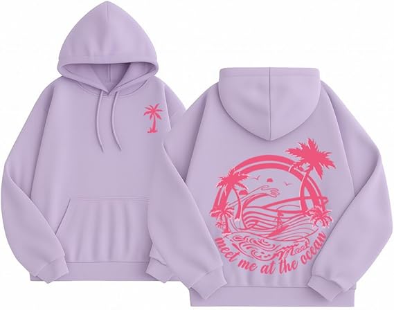 Palm Graphic Hoodies for Women Girls Juniors Aesthetic Y2k Sweatshirts Preppy Outfit